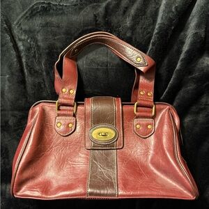 Vintage Nine West and Co Elegant Red and Brown Leather Handbag